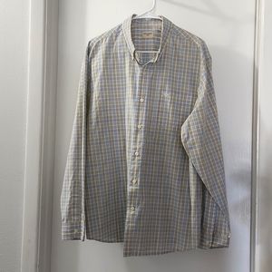 Mens long sleeve shirt button collar plaid XL Dockers